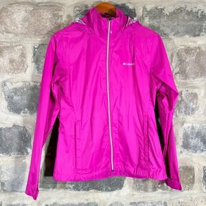 Columbia Women's Pink Full Zip Hooded Lightweight Rain Jacket Size Medium